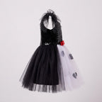 Girls Black & White Villain Costume