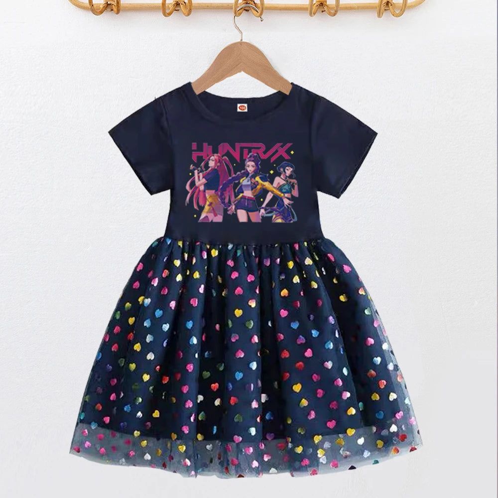 Star Squad Heart Dress – Girls' Pop Star Costume Dress