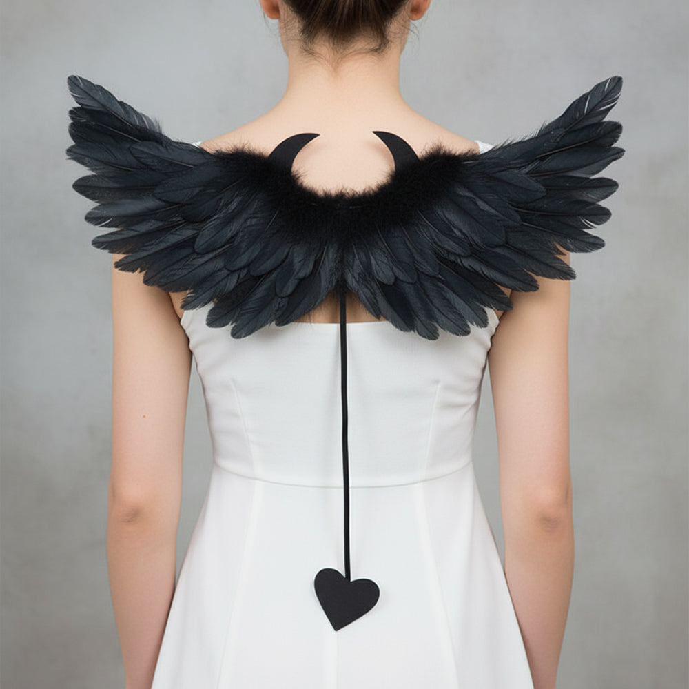 White & Black Feather Angel Wings – Cosplay & Party Props