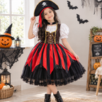 Girls' Pirate Costume Dress with Hat & Eye Patch | Kids Halloween Outfit