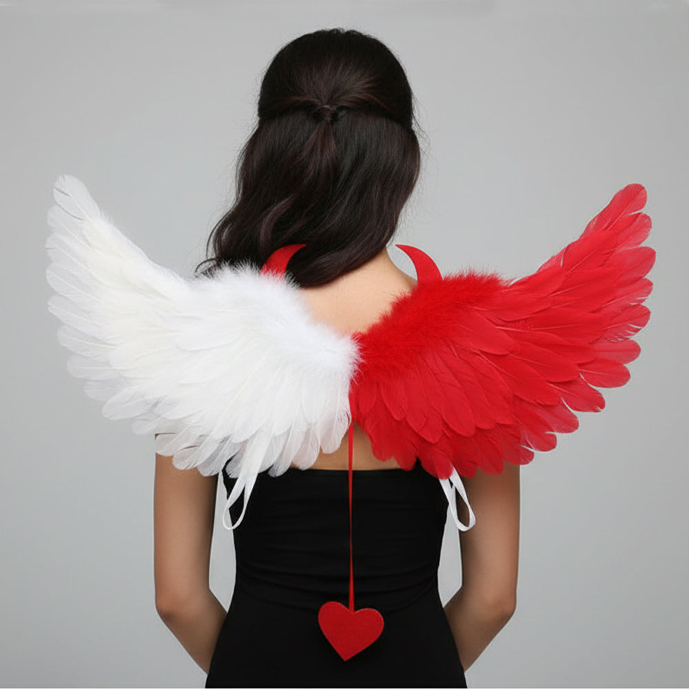 White & Black Feather Angel Wings – Cosplay & Party Props