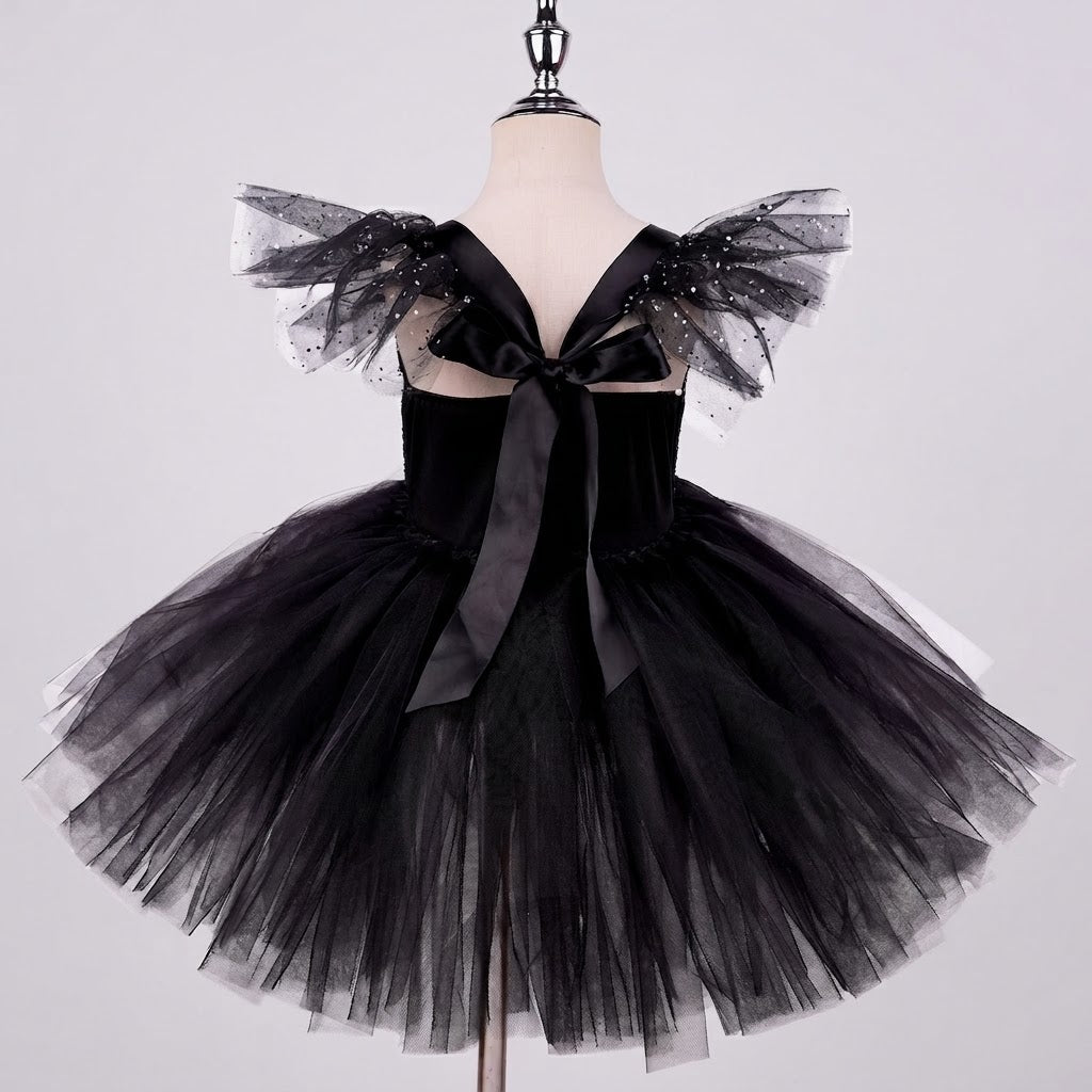 Girls Black & White Villain Costume