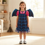 Girls' Vampire Halloween Costume with Bat Wings | Velvet Dress