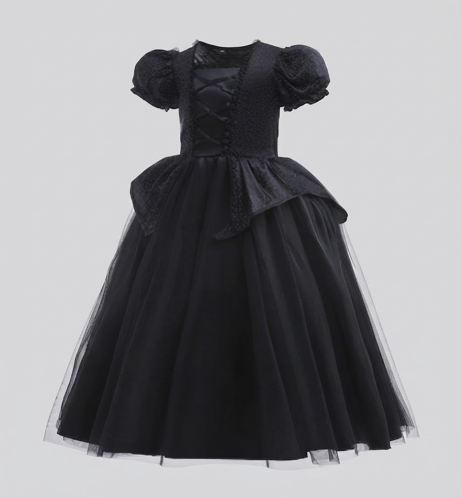 Girls Dark Angel Black Princess Costume with Wings & Accessories