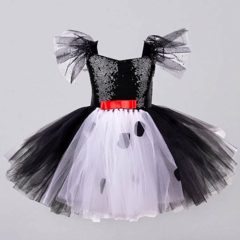 Girls Black & White Villain Costume