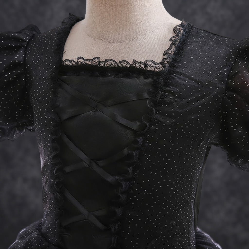 Girls Dark Angel Black Princess Costume with Wings & Accessories