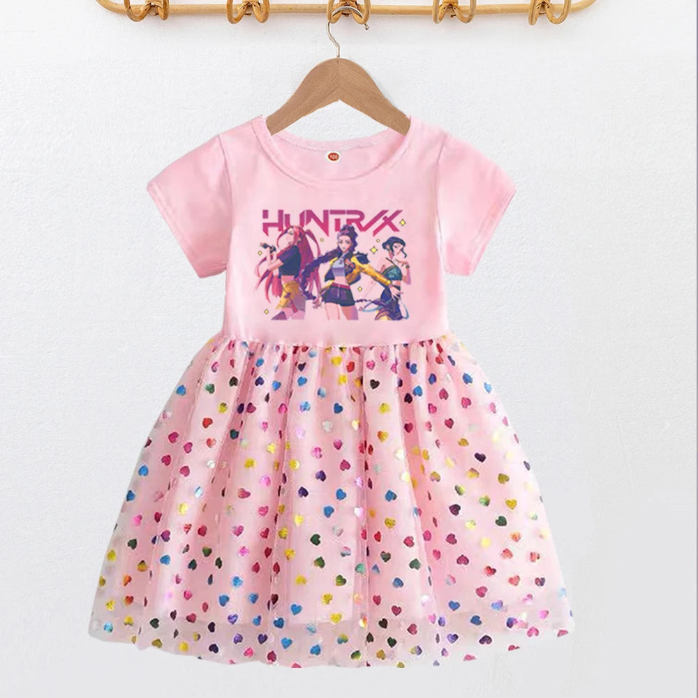 Star Squad Heart Dress – Girls' Pop Star Costume Dress