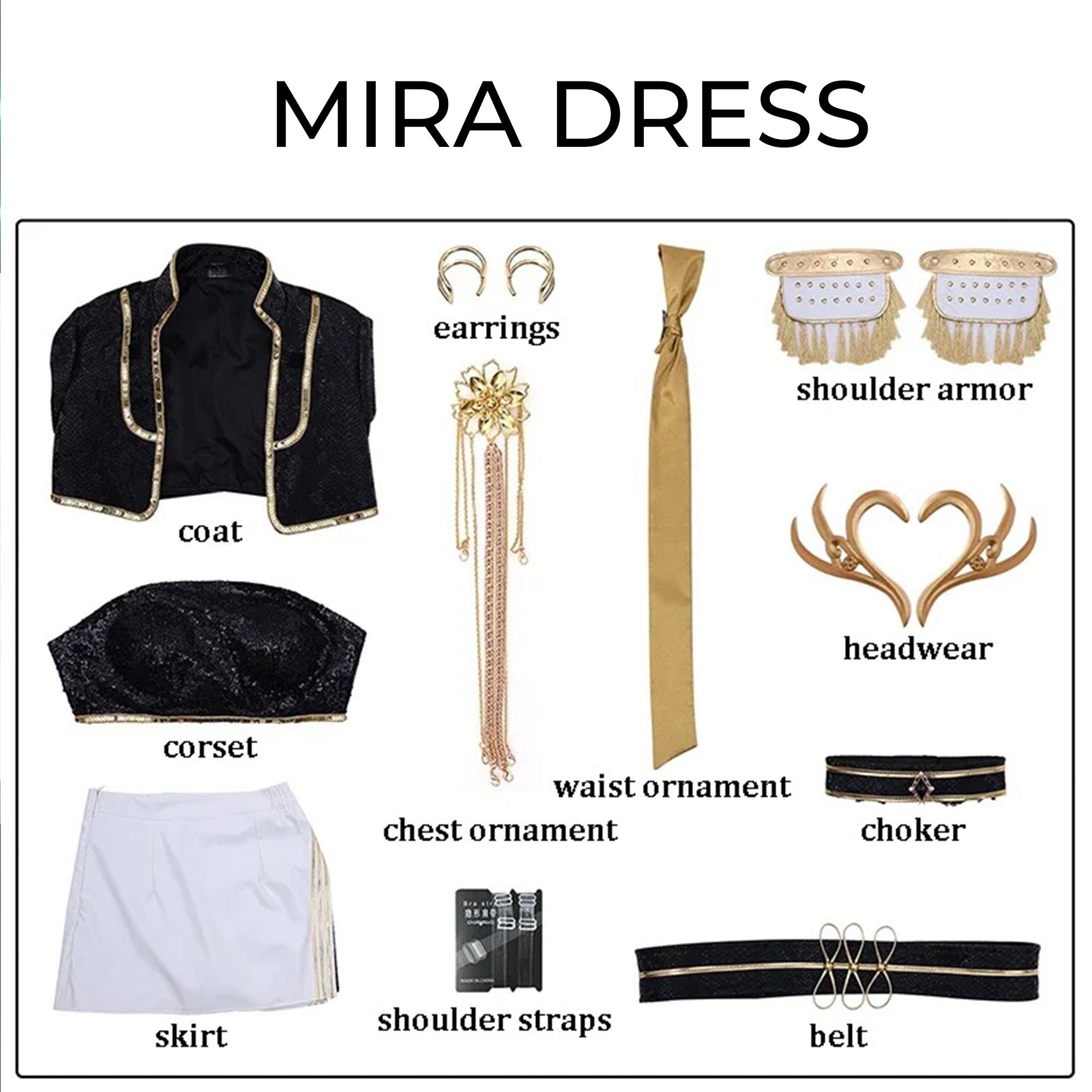 K-Pop Black &amp; Gold Rumi Zoey Mira Cosplay Costume for Women – Halloween, Parties &amp; Role Play