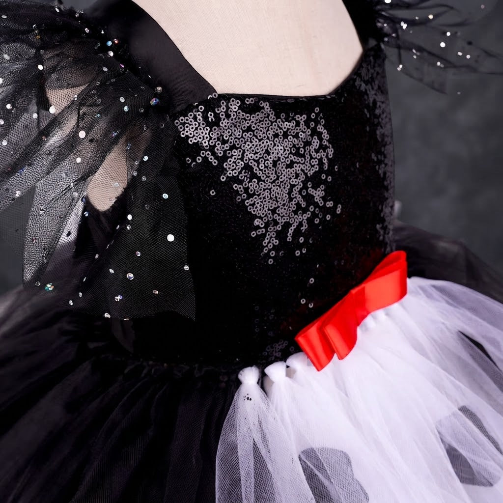 Girls Black & White Villain Costume