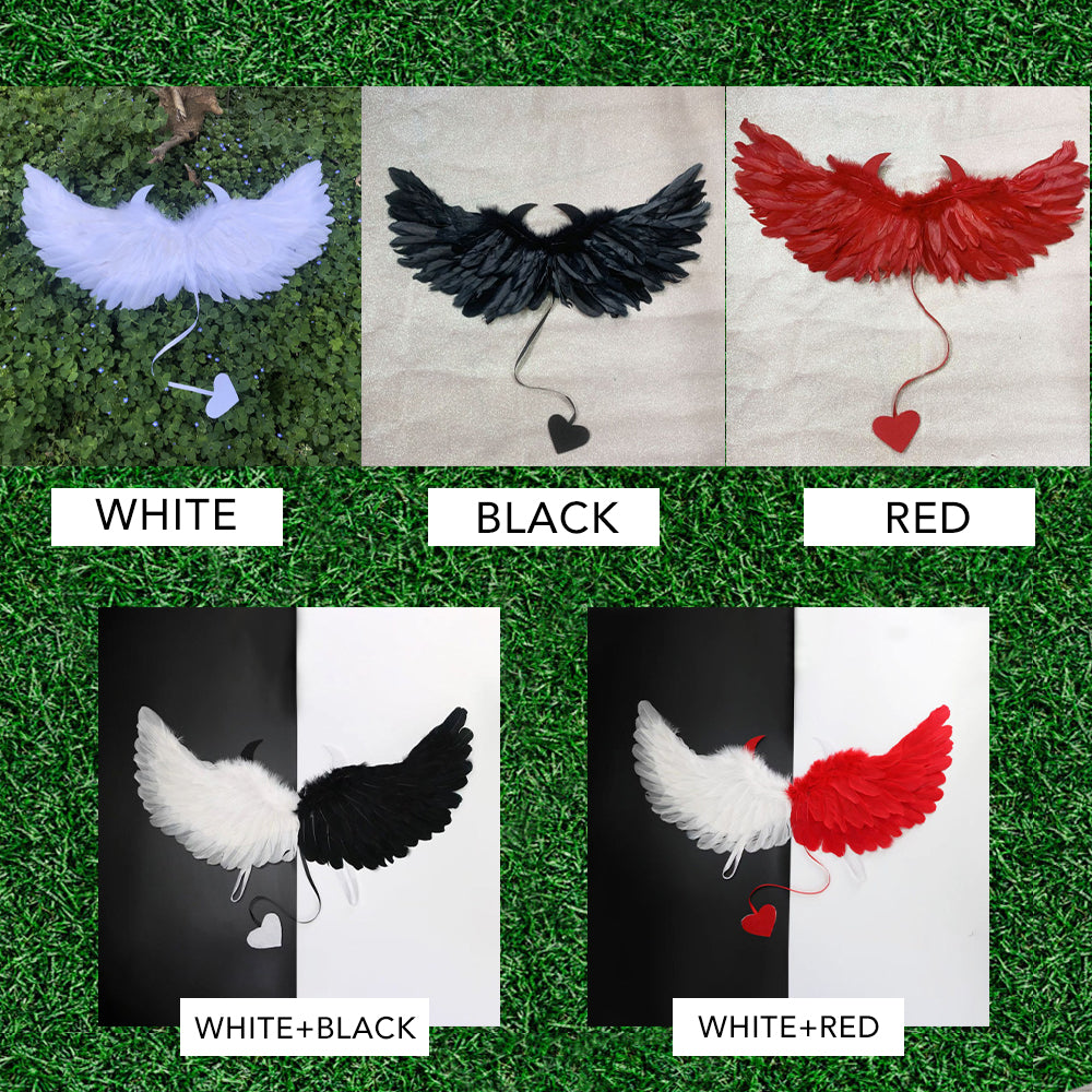 White & Black Feather Angel Wings – Cosplay & Party Props