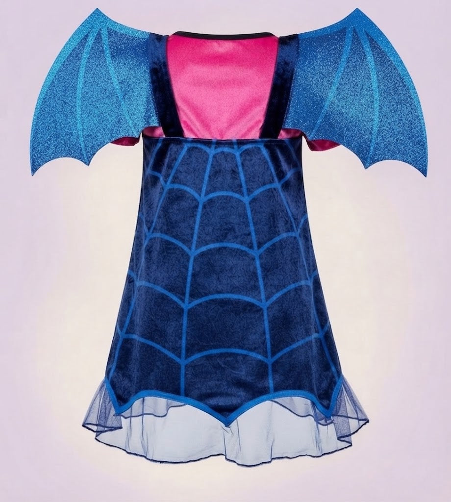 Girls' Vampire Halloween Costume with Bat Wings | Velvet Dress
