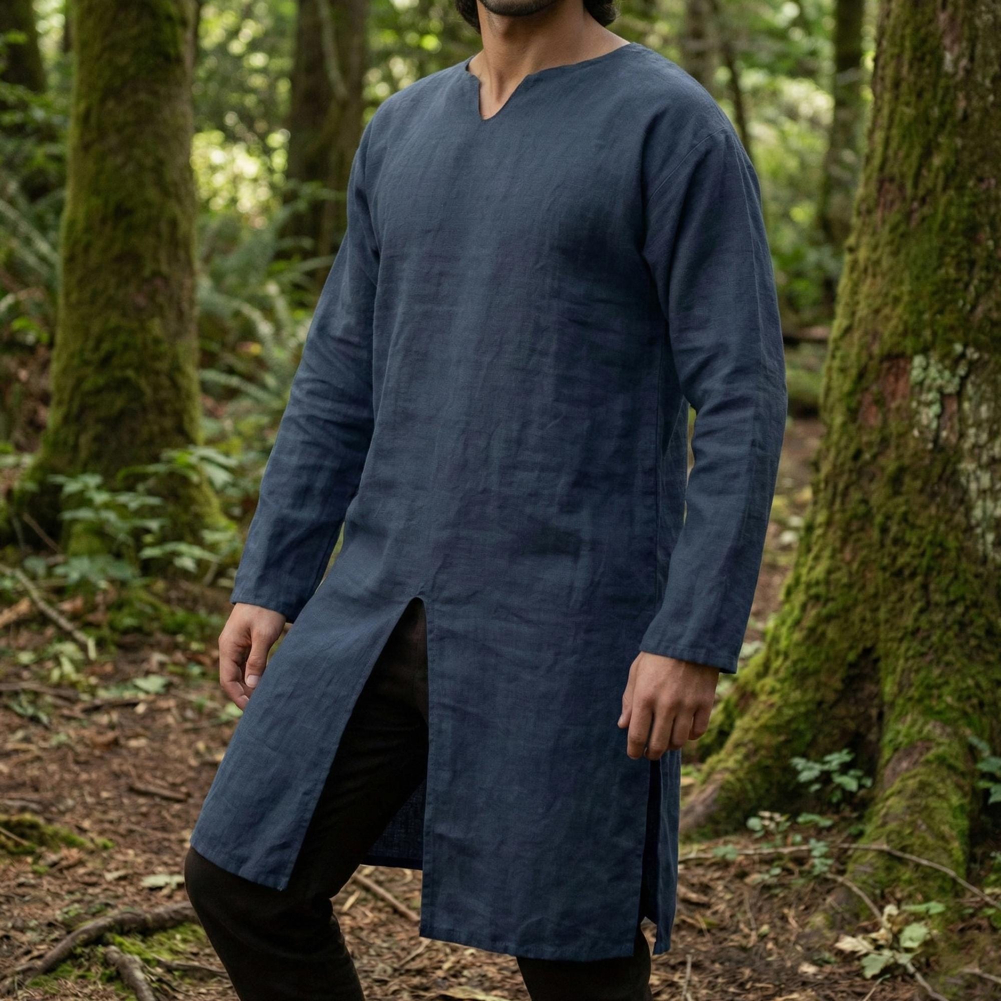 Men's Linen Viking Tunic, Medieval Renaissance Faire Cosplay