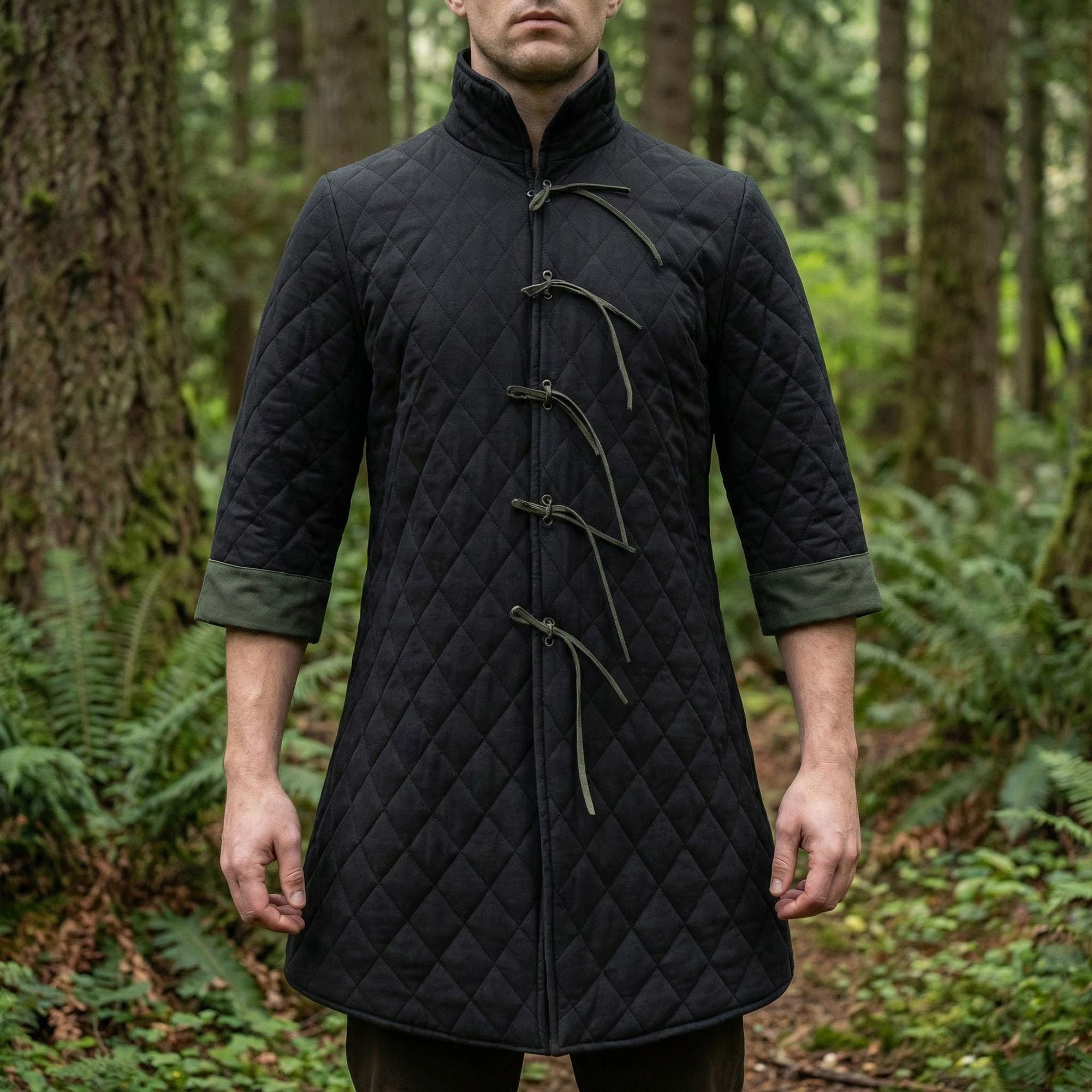 Men's Viking Gambeson Jacket - Medieval Padded Armor Coat for LARP Renaissance Costume