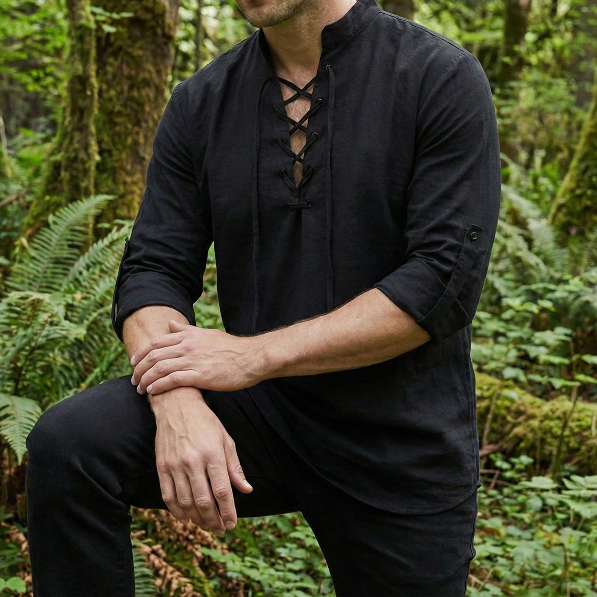 Men's Linen Viking Tunic, Medieval Renaissance Costume Shirt