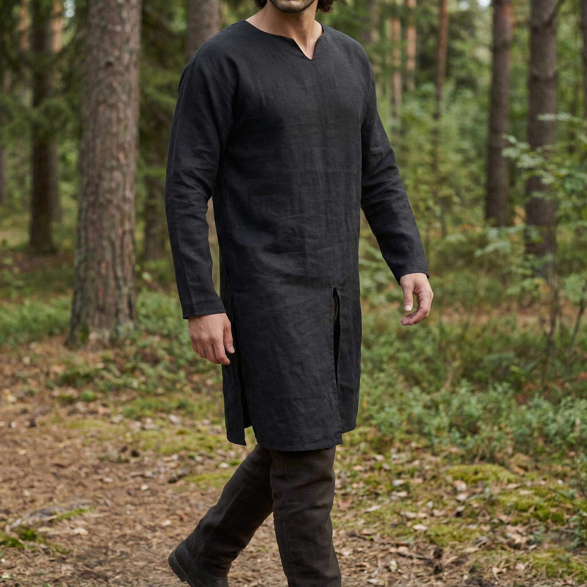 Men's Linen Viking Tunic, Medieval Renaissance Faire Cosplay