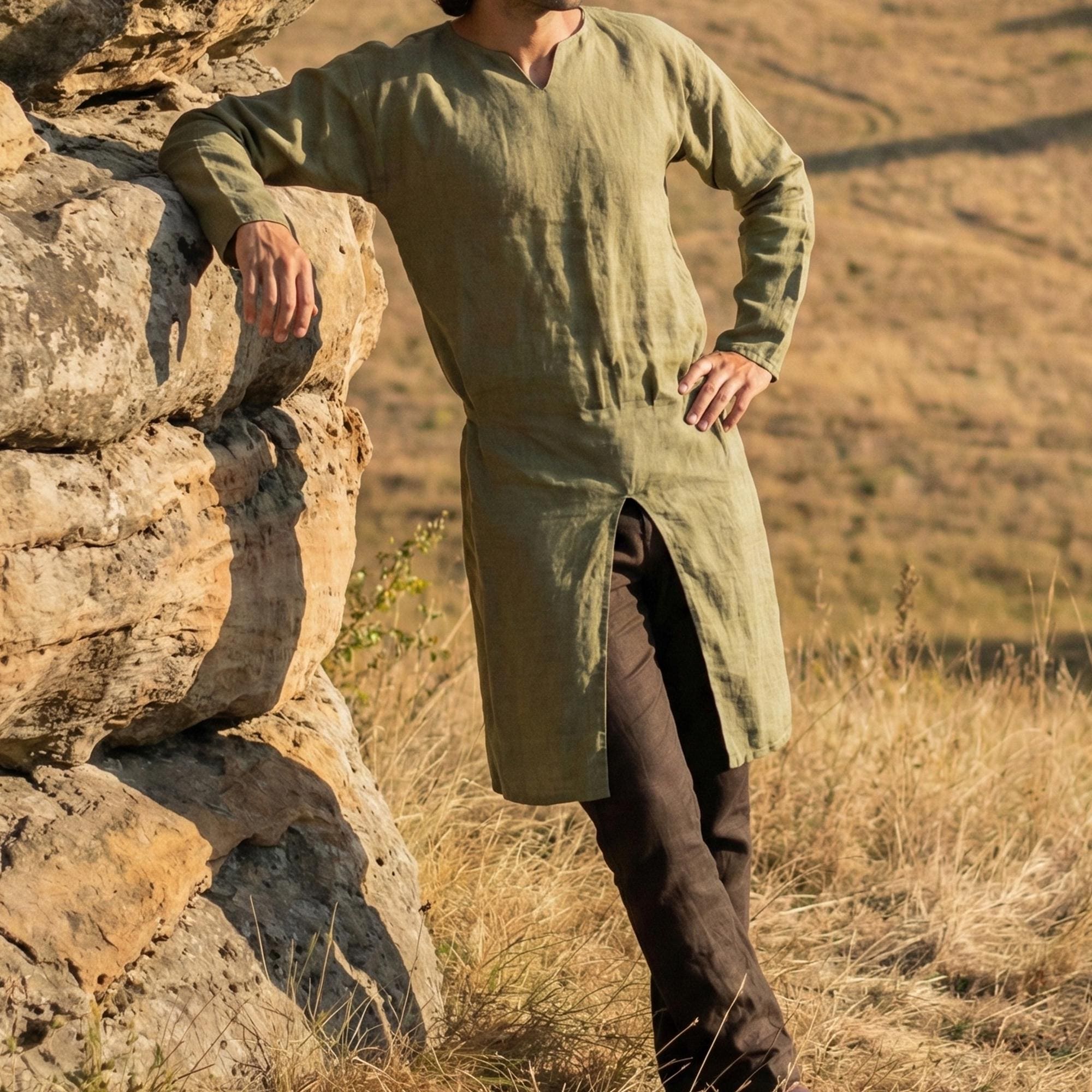 Men's Linen Viking Tunic, Medieval Renaissance Faire Cosplay