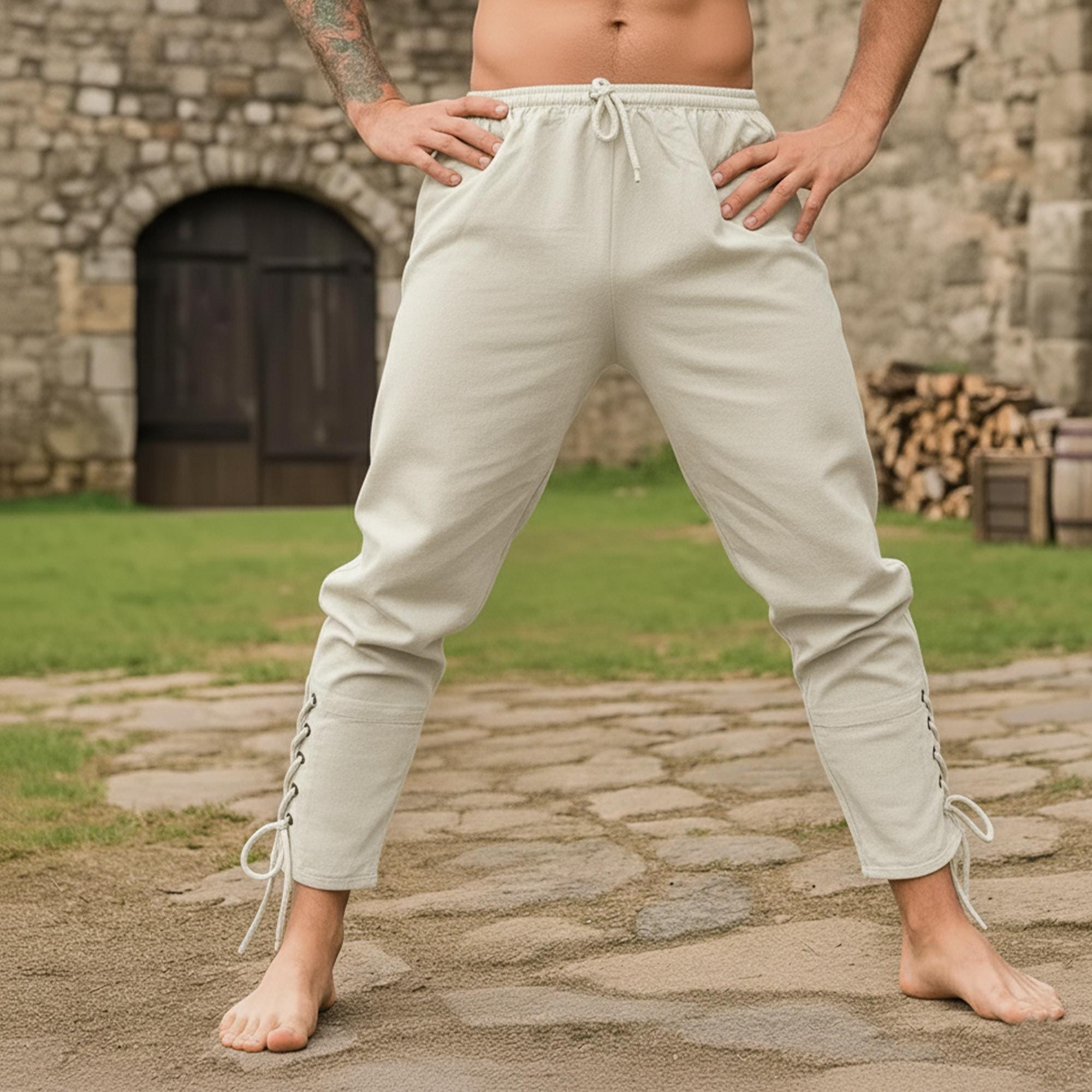 Men's Viking Pants, Medieval Renaissance Trousers, Larp Cosplay