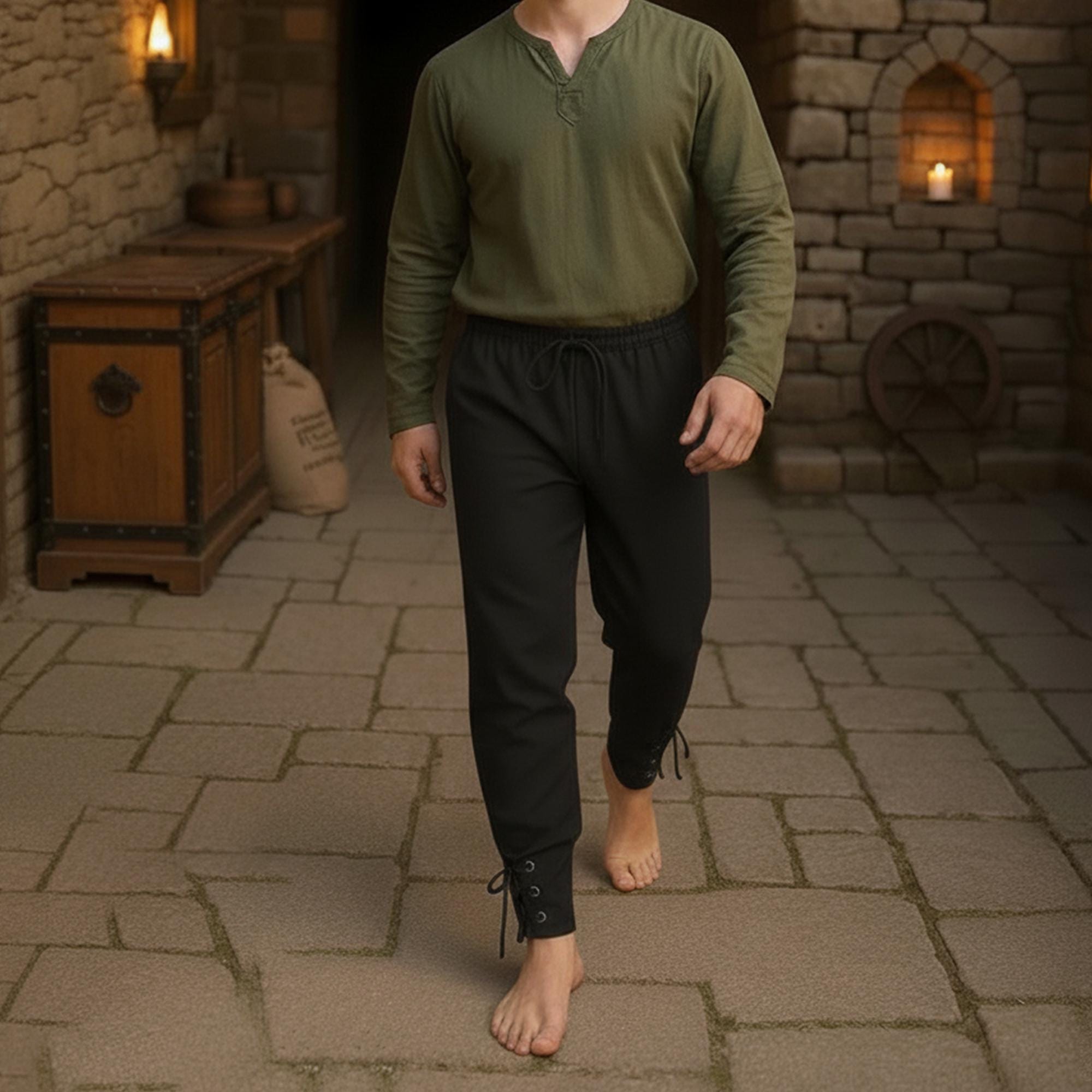 Men's Viking Pants, Medieval Renaissance Trousers, Larp Cosplay