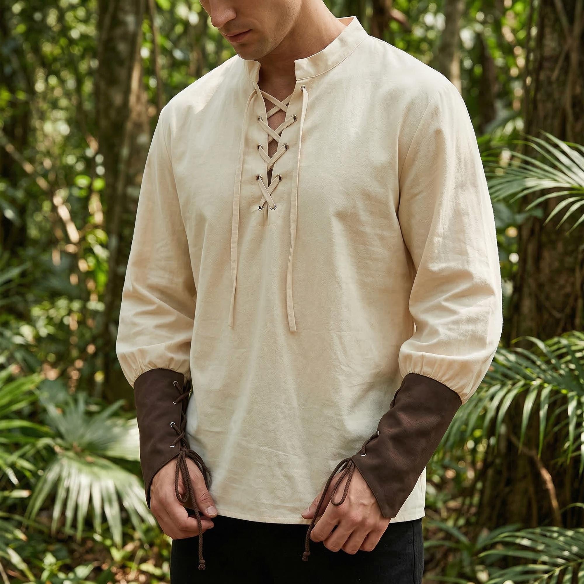 Men's Renaissance Pirate Tunic | Medieval Lace-Up Shirt | LARP Costume Outfit
