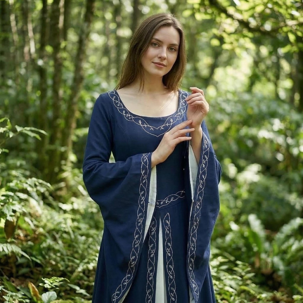 Forest Witch Medieval Dress, Vintage Embroidered Elf Costume, Adult Tunic Costumes Forest Witch Medieval Dress, Vintage Embroidered Elf Costume, Adult Tunic Costumes