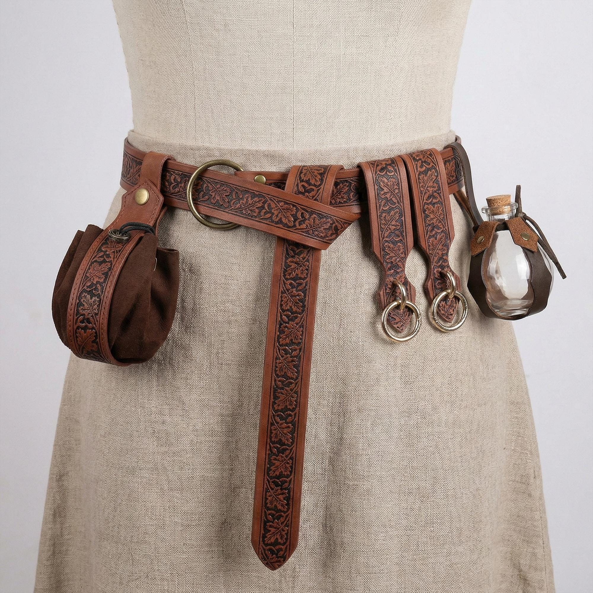 Medieval Viking Utility Belt with Pouch, Renaissance LARP Costume Accessory