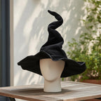 Velvet Twisted Gothic Witch Hat, Halloween Cosplay Costume Accessory