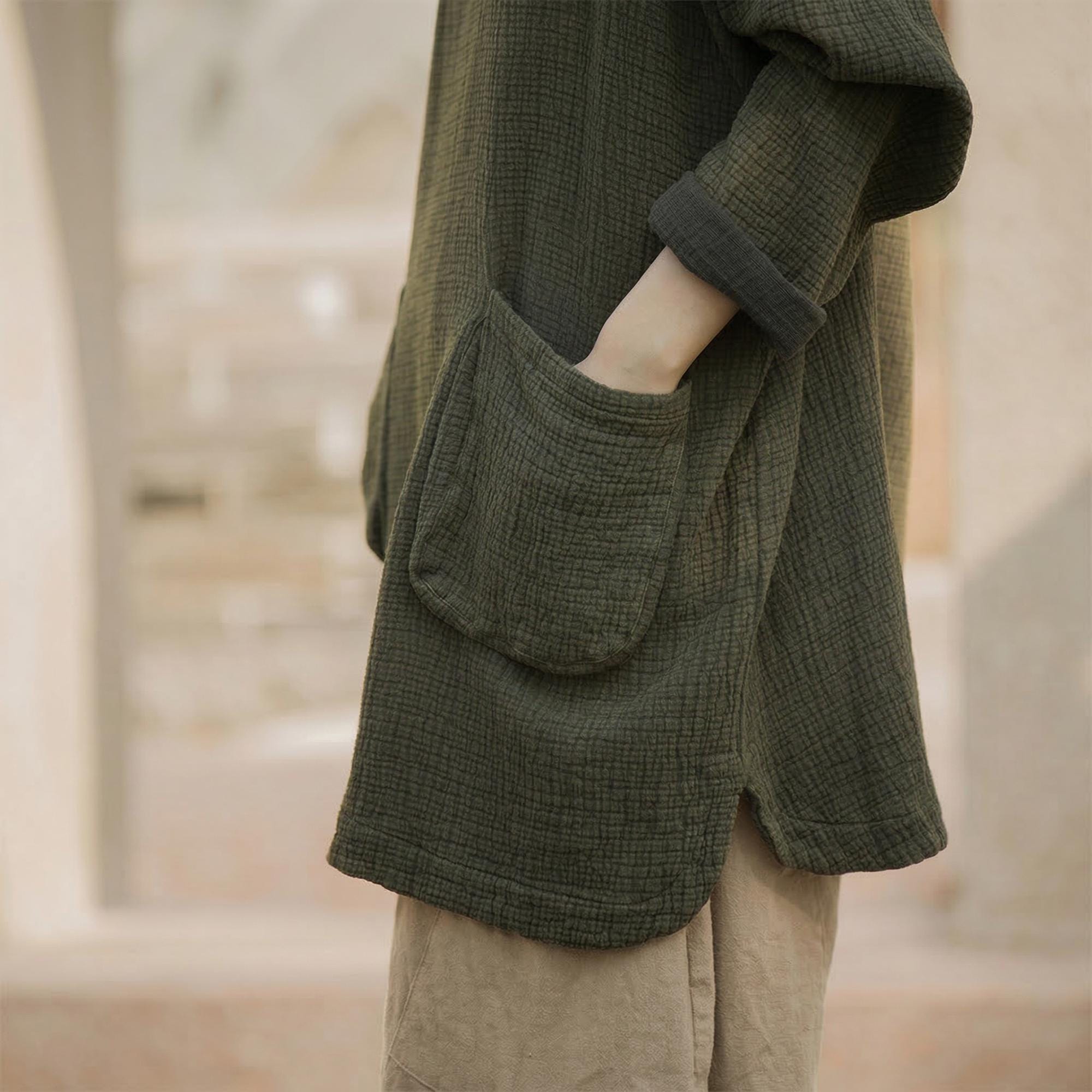 Women's Boho Cotton Knit Sweater - Lightweight Spring Pullover with Pockets