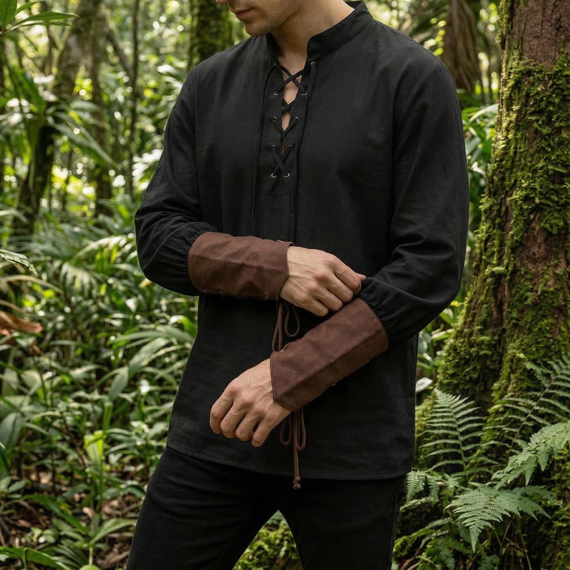 Men's Renaissance Pirate Tunic | Medieval Lace-Up Shirt | LARP Costume Outfit