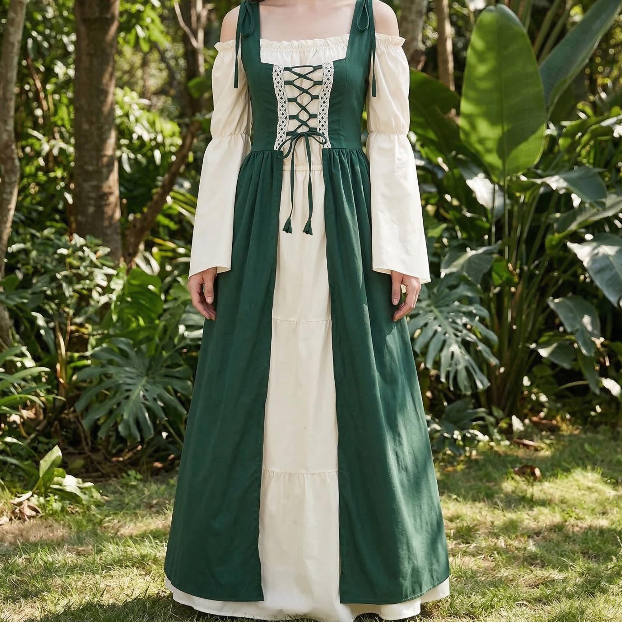 Renaissance Corset Dress, Medieval Fairy Gown for Women, Cottagecore Outfit, Fantasy Larp Costume, Ren Faire Dress, Larp Elf Dress