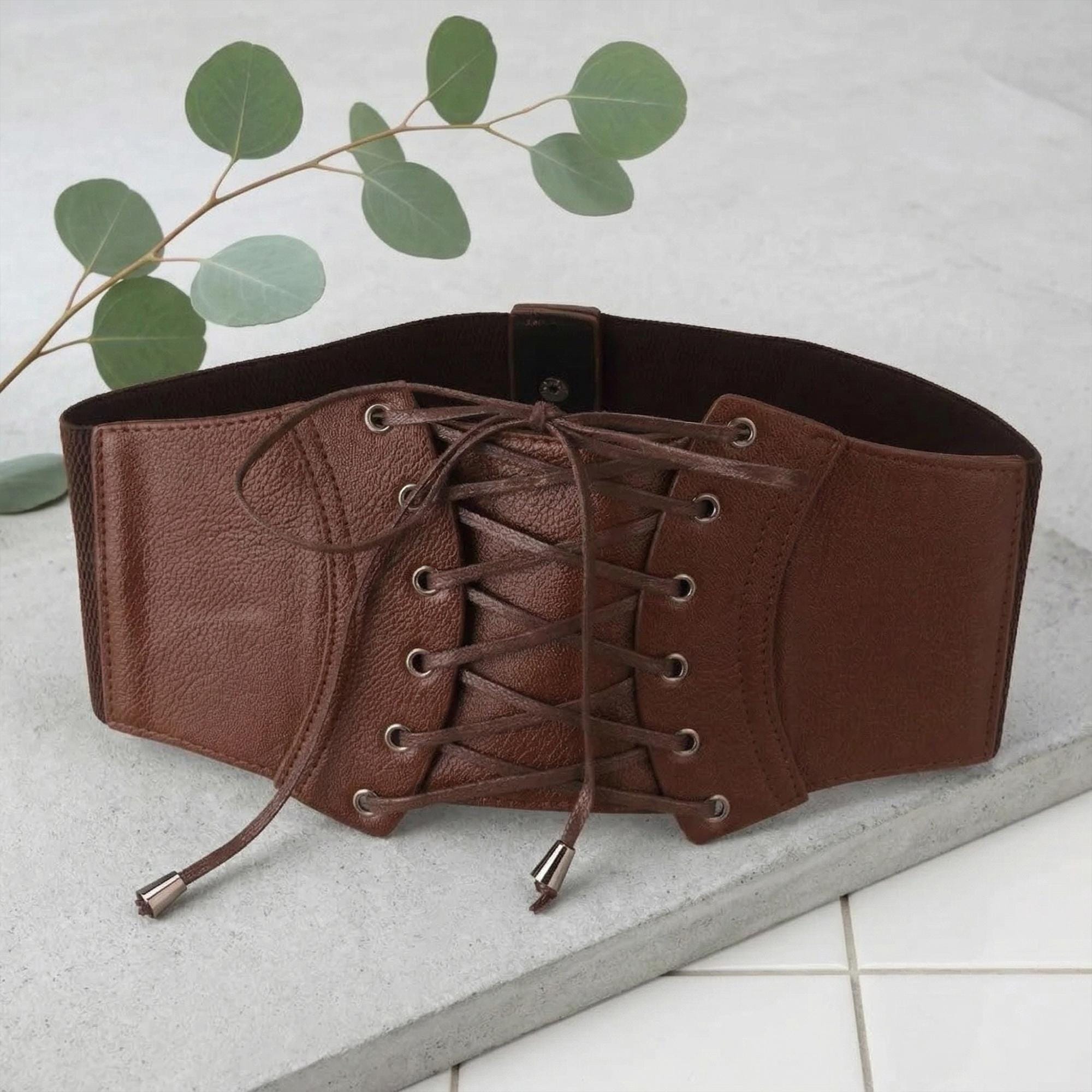 Corset Waist Cincher Belt Plus Size, Faux Leather Lace Up Belt, Medieval Renaissance Costume Belt, Ren Faire LARP Accessory