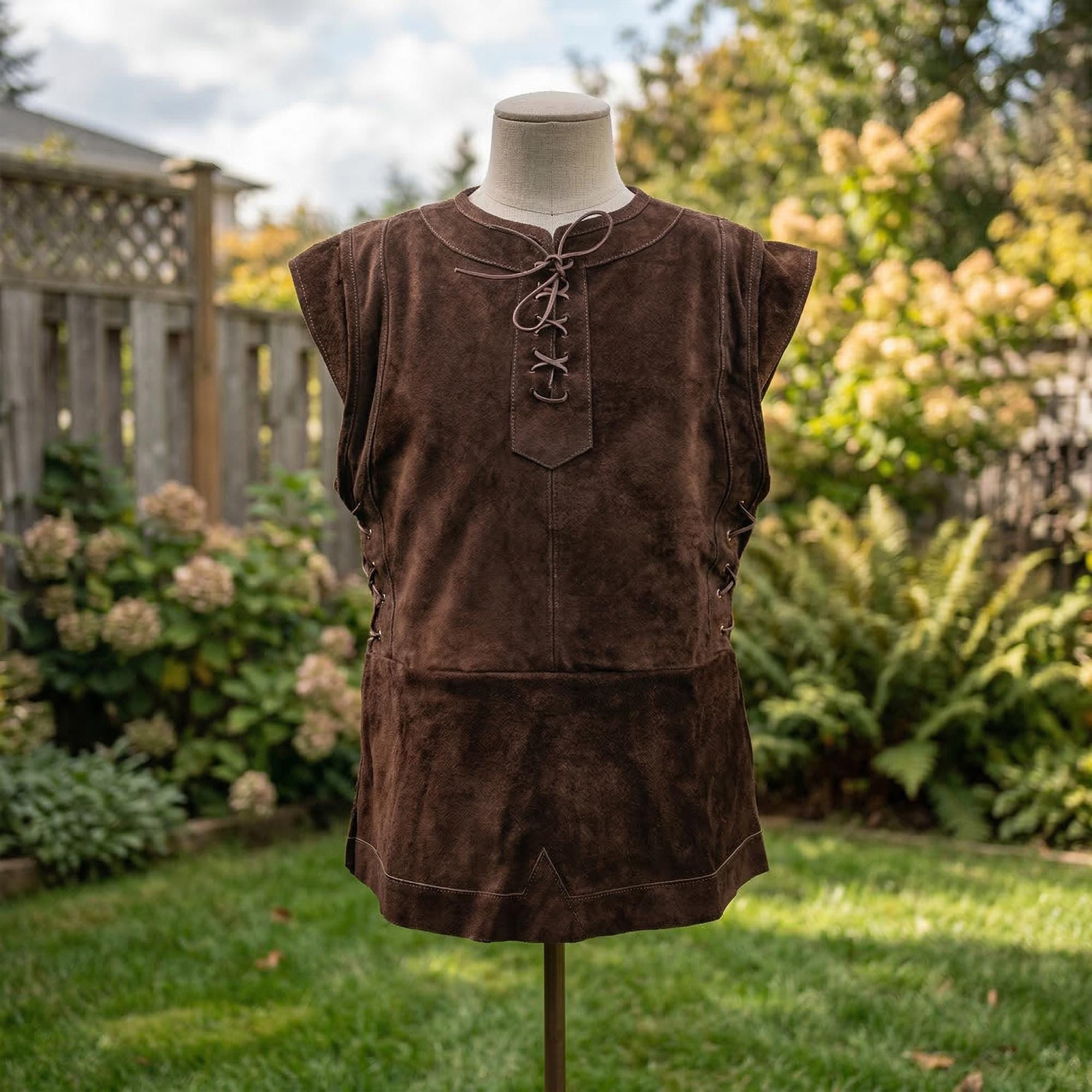 Renaissance Medieval Knight Vest, Gothic Viking Pirate Cosplay for Men, LARP Ren Faire Costume, Steampunk Sleeveless Tunic, Fantasy Outfit