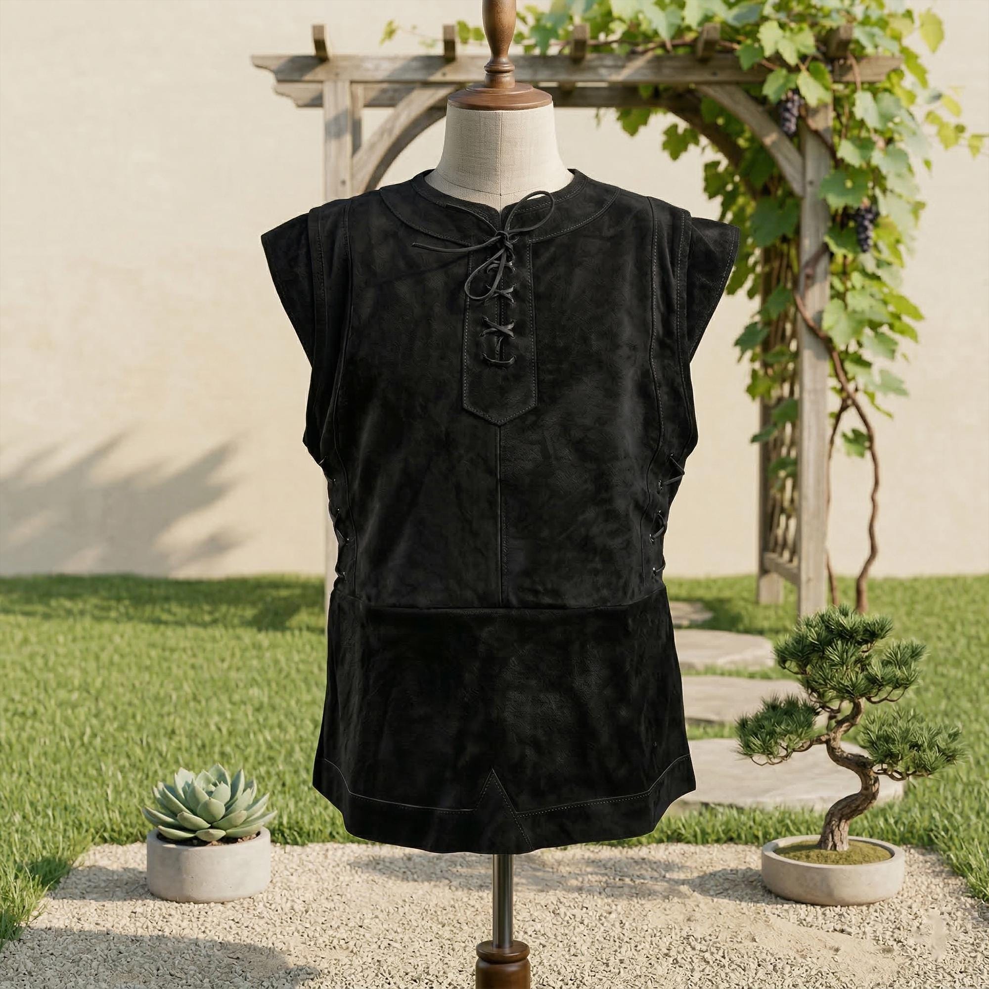 Renaissance Medieval Knight Vest, Gothic Viking Pirate Cosplay for Men, LARP Ren Faire Costume, Steampunk Sleeveless Tunic, Fantasy Outfit