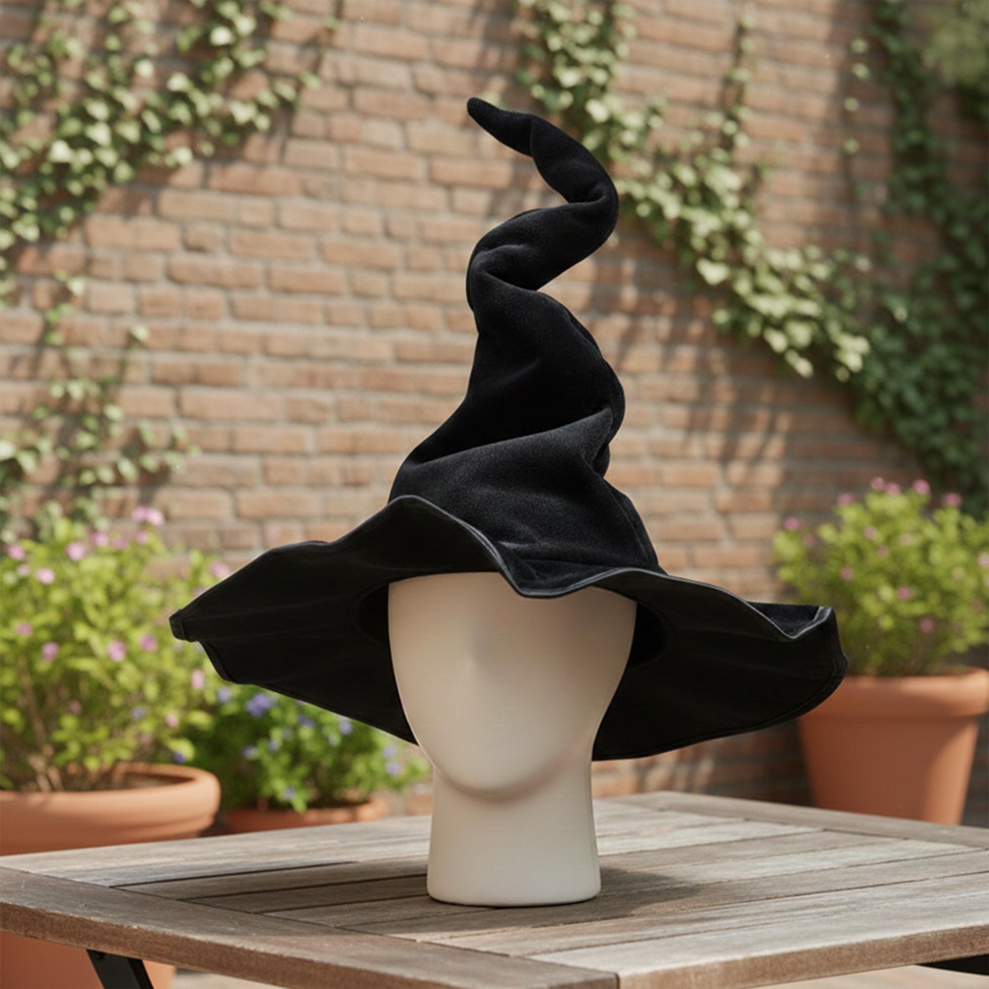 Velvet Twisted Gothic Witch Hat, Halloween Cosplay Costume Accessory