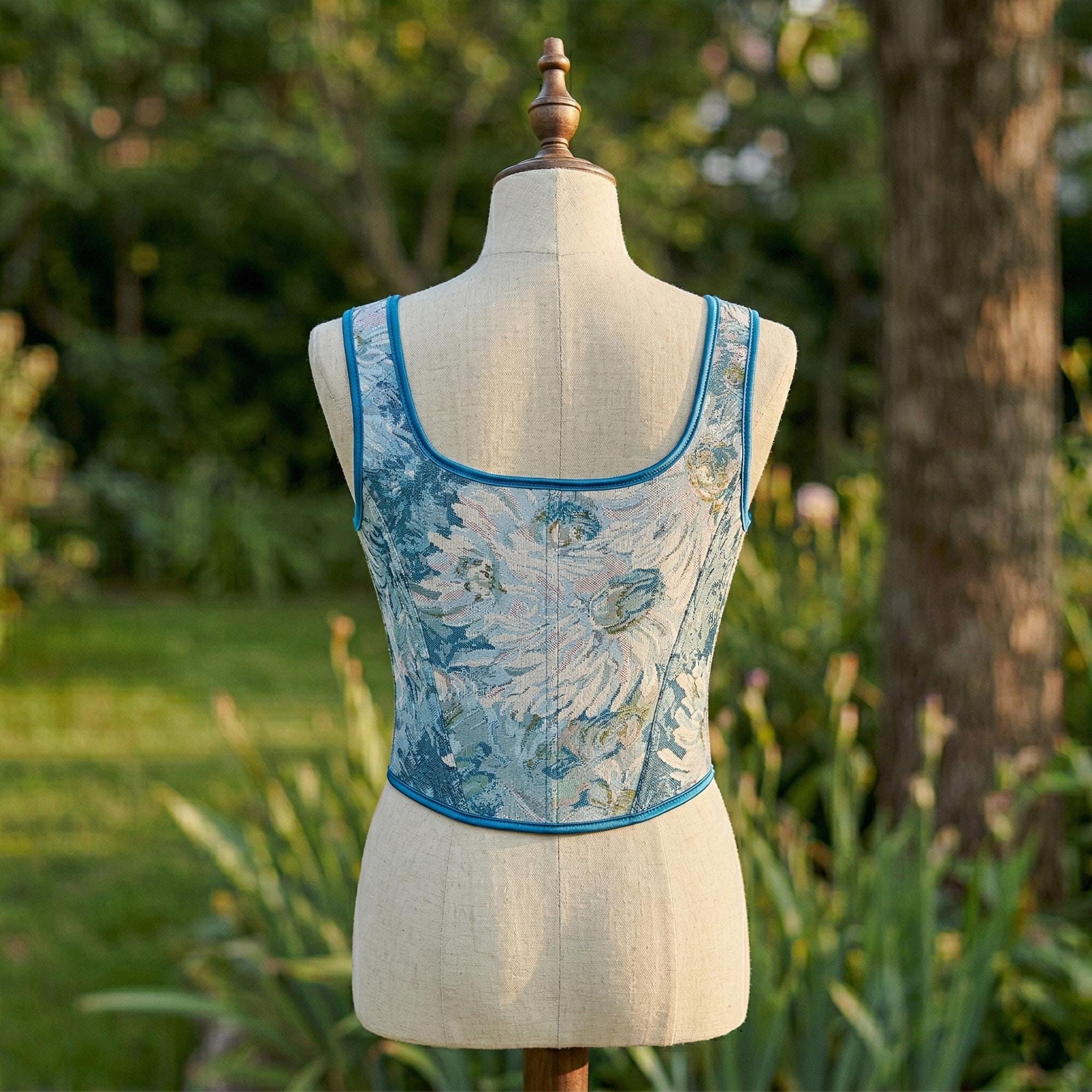 Green Floral Renaissance Corset Top, Lace Up Bustier, Cottagecore Bodice, Festival Outfit
