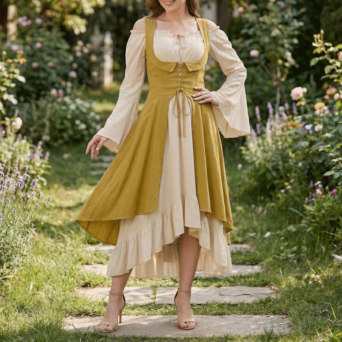 Medieval Corset Dress, Peasant Style Renaissance Gown, Larp Costume – Tunic Costumes