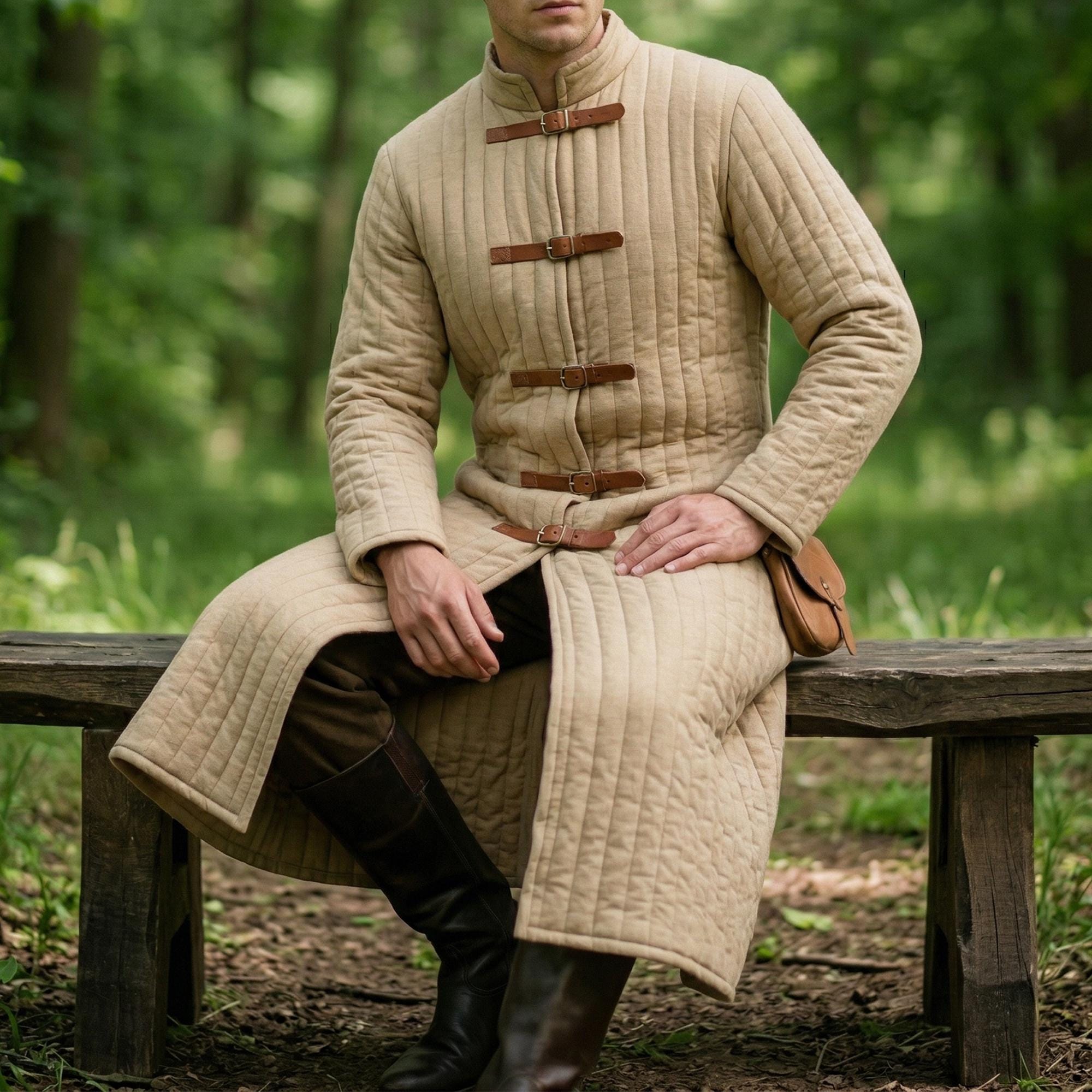 Men's Padded Gambeson Jacket, Medieval Renaissance Knight Tunic, Viking Larp Cosplay Outfit