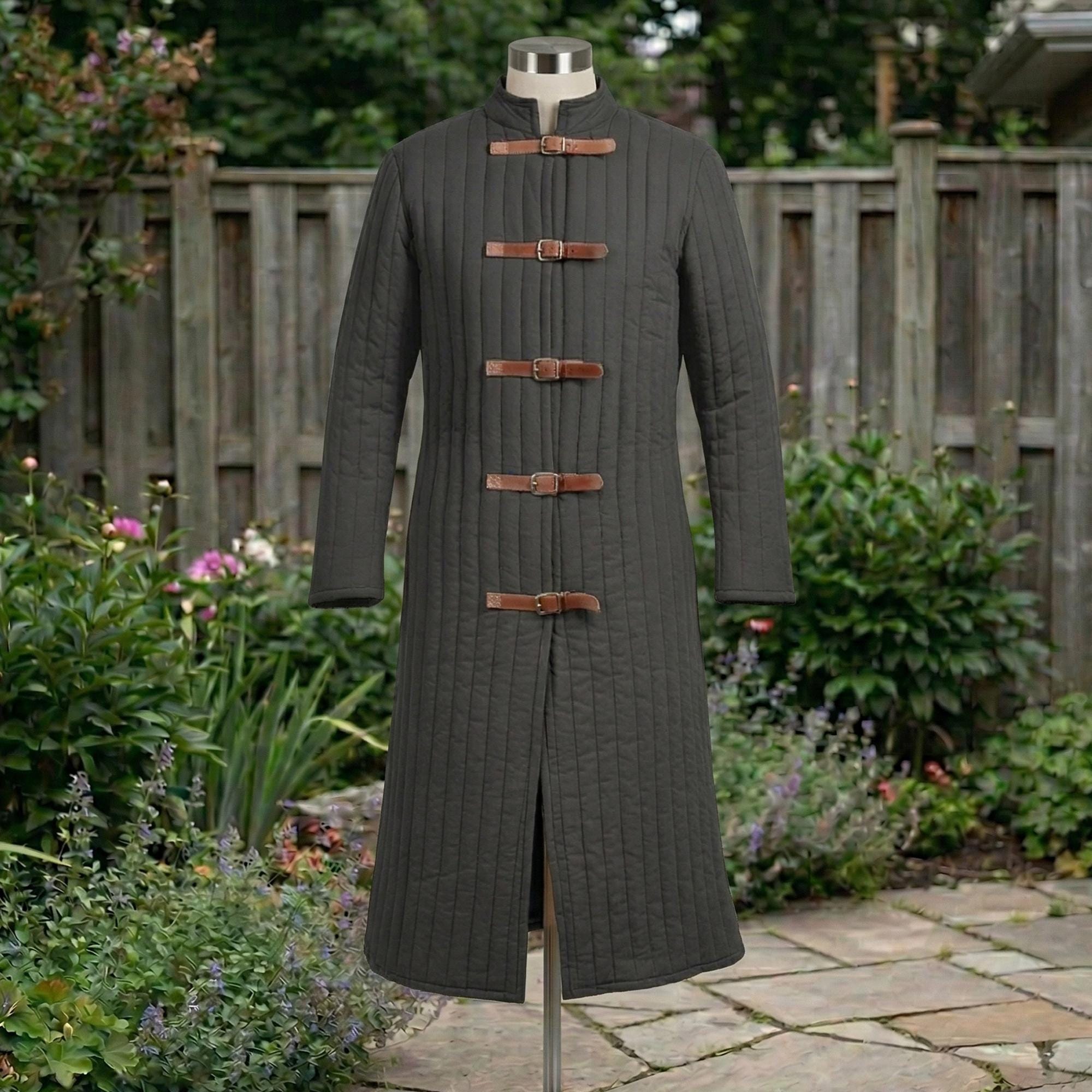 Men's Padded Gambeson Jacket, Medieval Renaissance Knight Tunic, Viking Larp Cosplay Outfit
