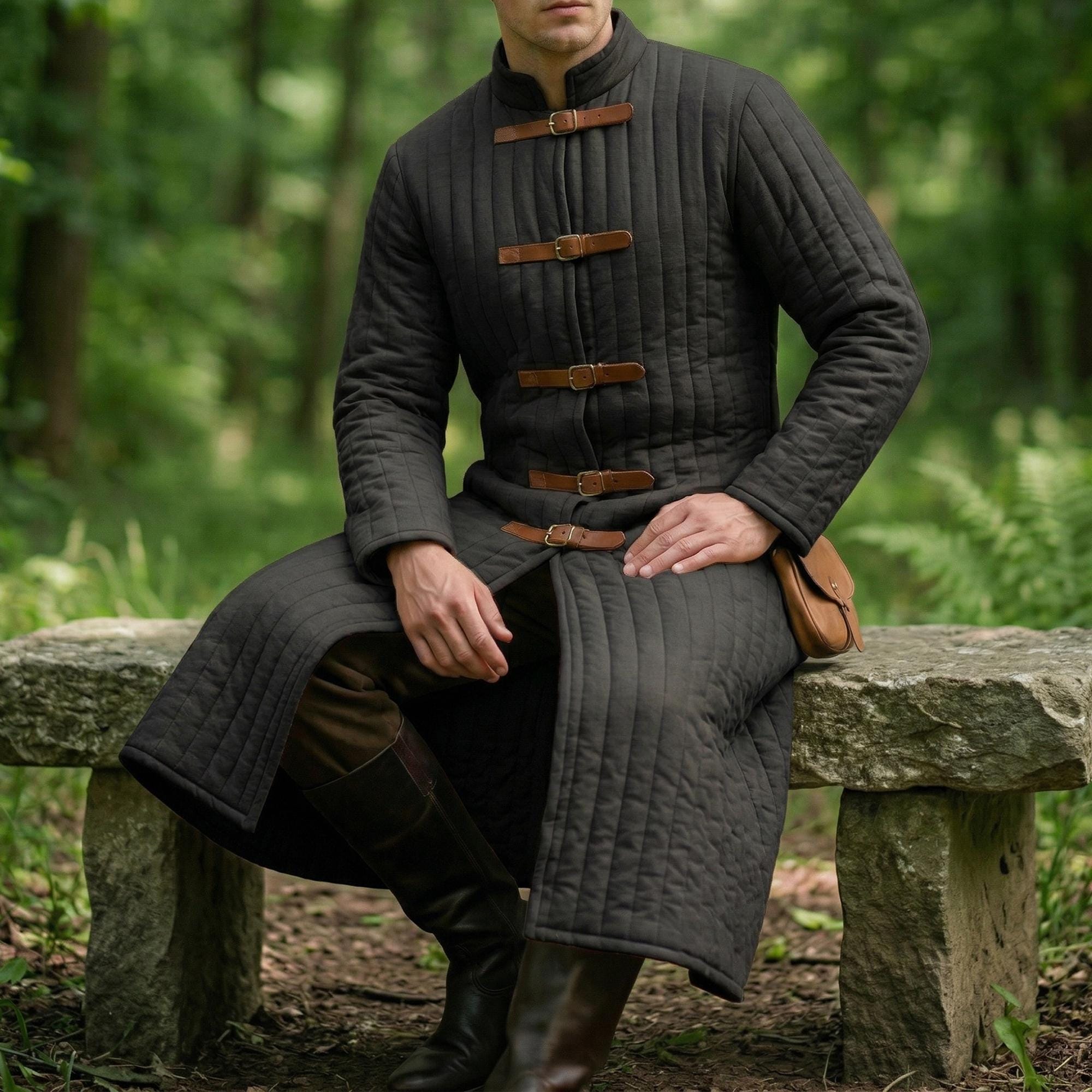 Men's Padded Gambeson Jacket, Medieval Renaissance Knight Tunic, Viking Larp Cosplay Outfit