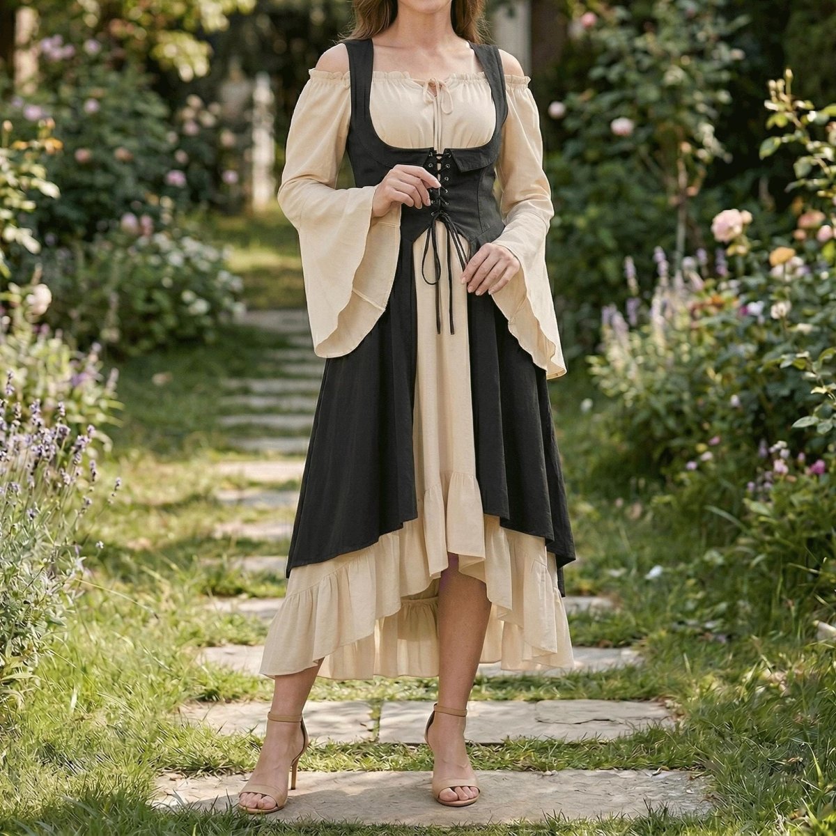 medieval dress for women Medieval dress for women in green cotton