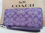 COACH Long Zip Wallet with Strap Purple Signature C4452 New